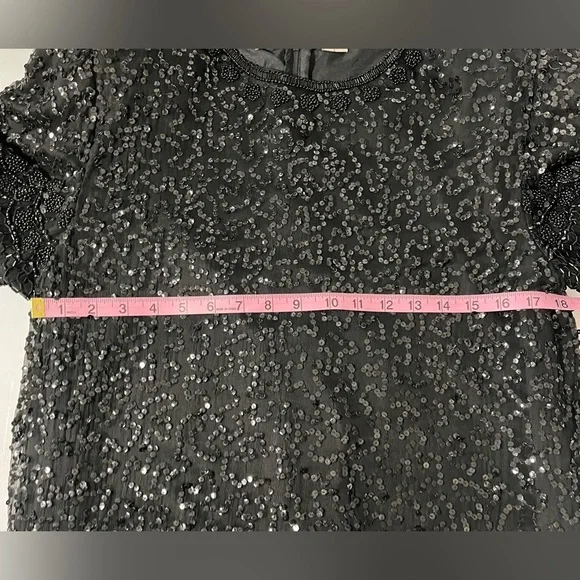 1980S LAURENCE KAZAR BLACK SILK
SEQUIN DRESS size Large - Picture 7 of 14